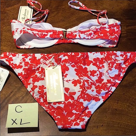 NWT $220 STUNNING Shoshanna X Revolve Beach Vines Poppy Red/White Bikini Set - Picture 7 of 17